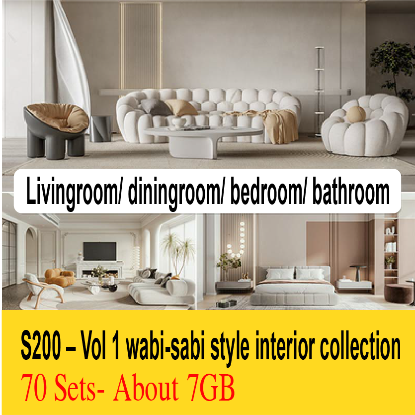 03. S200 – Vol 1 wabi-sabi style interior collection – Sketchup Scene