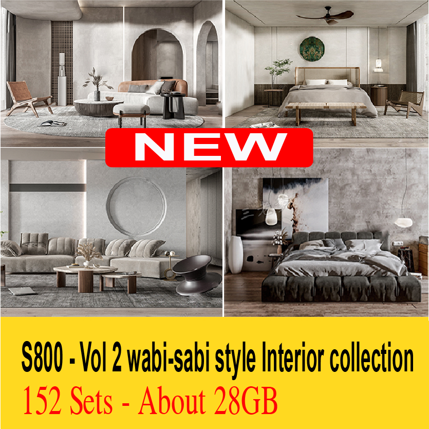 07. S800 – Vol 2 wabi-sabi style Interior collection – Sketchup Scene