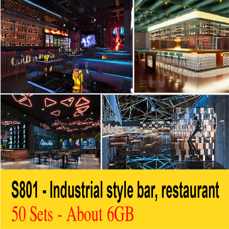 25. S801 – Industrial style bar, restaurant – Sketchup Scene