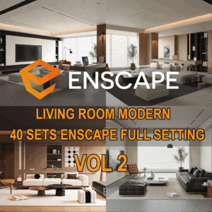 01. Living Room Modern – 40 Sets SketchUp Model Modern Style (Enscape Full Setting) Vol 2